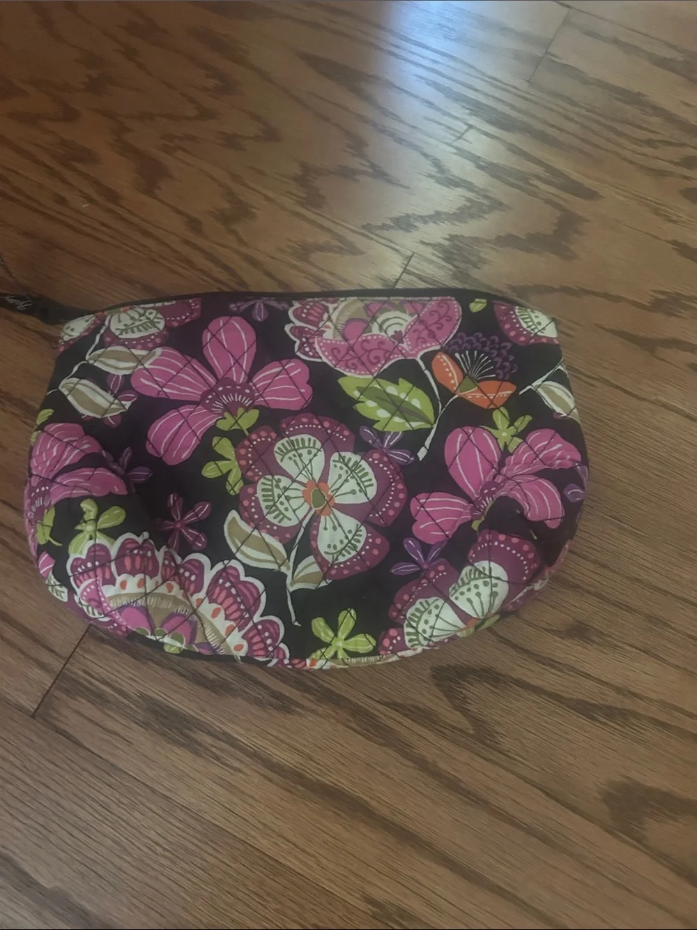 Vera Bradley Quilted Floral Cosmetic Pouch in Pink and Black